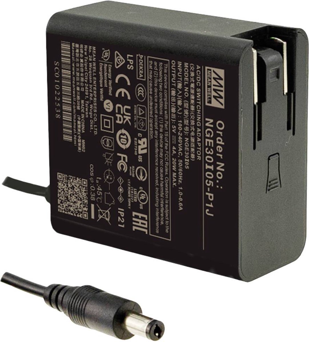 MEAN WELL NGE30I24-P1J Stekkernetvoeding, vaste spanning 24 V/DC 30 W