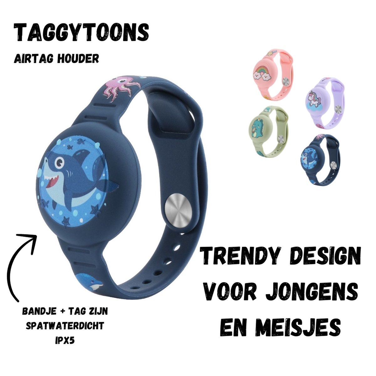 Waterdichte Apple AirTag Armband voor Kinderen - Airtag houder - Verstelbaar - Siliconen Airtag Houder - Blauw