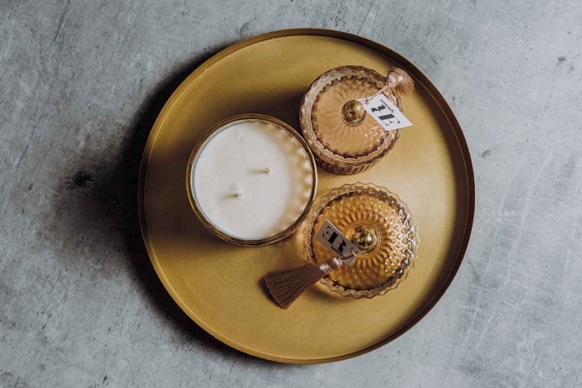 Geurkaars Rond Amber 340 ml - Inspired by Light Blue