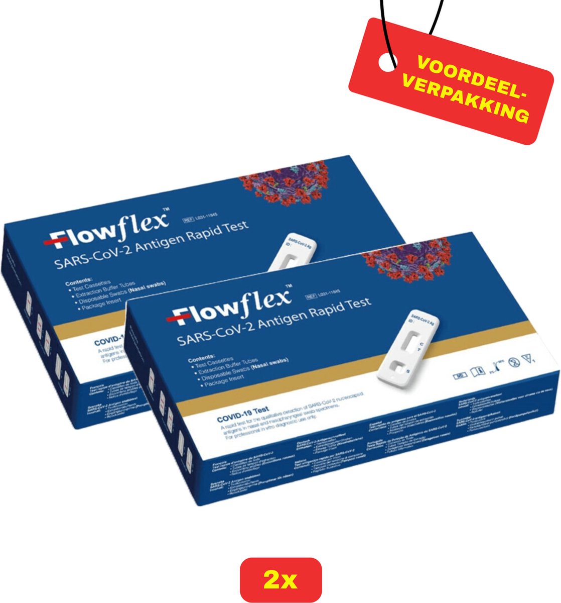 Goedkoopste 2X Corona test FlowFlex THT 08-2026 | Zelftest Goedgekeurd door RIVM - 2 x 1 stuks - Voordeelverpakking