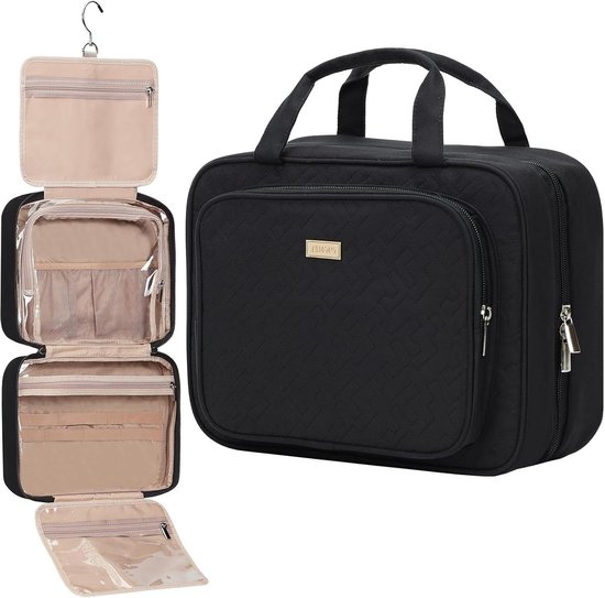 cosmeticakoffer met warmte-isolerende laag, make-uptas van Oxford-stofmateriaal, waterdicht en slijtvast, make-upkoffer, make-uptas, cosmetische tas, make-up organizer 480 x 260 x 380 mm | NL
