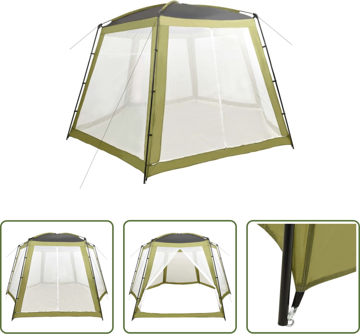 VidaXL The Living Store Zwembadtent Partytent 500 x 433 x 250 cm Groen UV- en waterbestendig