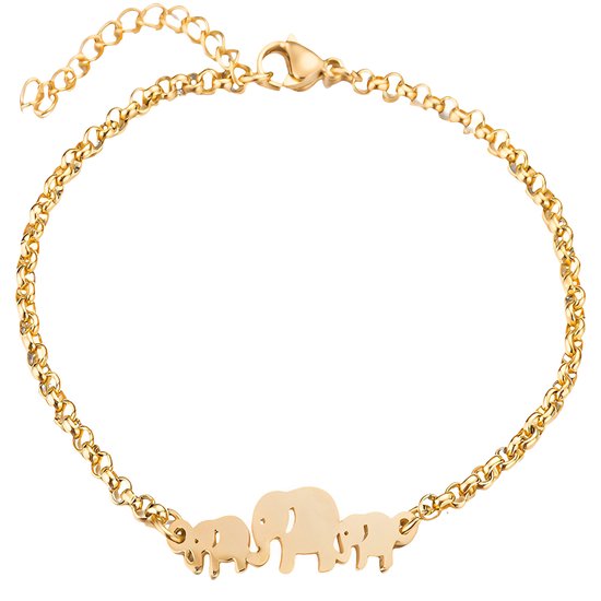 Bracelet femme éléphants plaqué or - Bracelet éléphant de Sophie Siero avec emballage cadeau