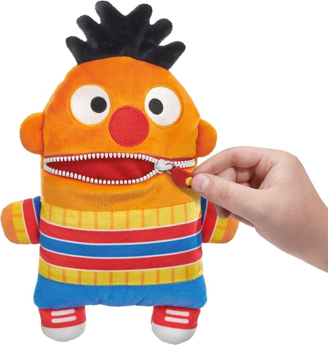Schmidt Spiele Zorgenvriendje Ernie – Zachte Pluche Knuffel uit Sesamstraat met Ritssluiting-Mond om Zorgen op te Eten – Meerkleurig Knuffeldier voor Kinderen – Emotionele Ondersteuning en Troostvriend – Officiële Licentie – Perfect als Slaapknuffel — afbeelding 3