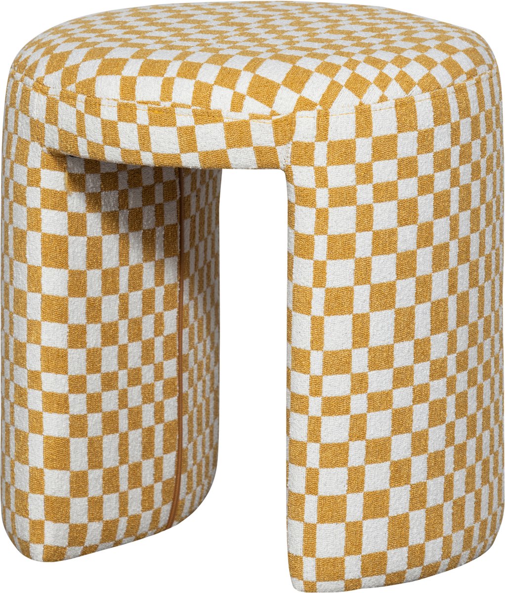WOOOD Charlie Krukje - Polyester - Ruitjes - Geel - 47x45x45