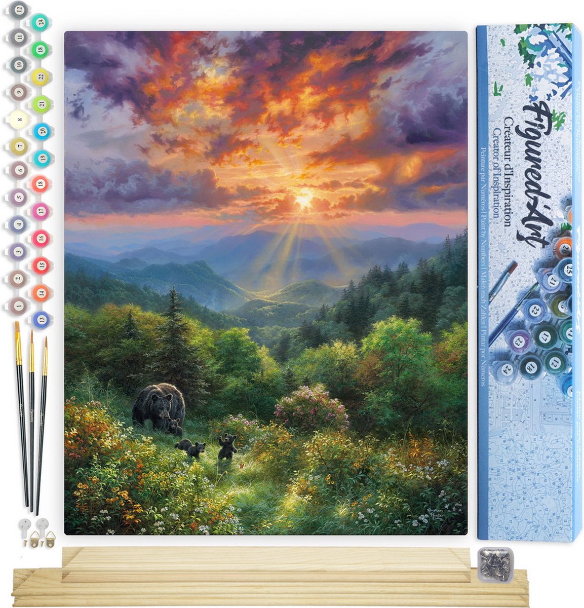 Figured'Art Peinture Par Numéro Adulte – Cerfs En Hiver 40x50 Cm, Sans Châssis, Kit Complet Acrylique