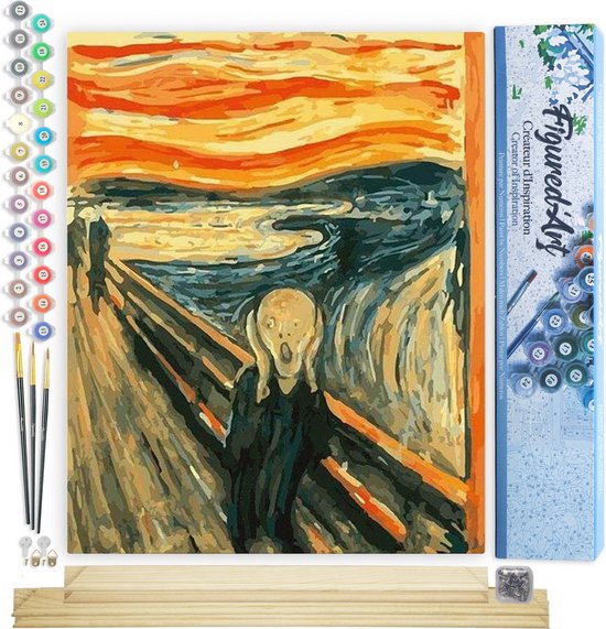 Figured'Art Schilderen op Nummer Volwassenen met lijst - Straat in Parijs - Handwerk acrylverf Kit DIY Compleet - 40x50cm Canvas al ingelijst