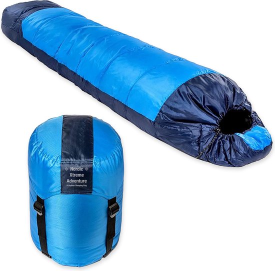 Foto: 4 seizoenen slaapzak slaapzak voor volwassenen en kinderen ideaal voor kamperen festivals wandelen en backpacken mummy slaapzak model nordic xtreme adventure 4 season sleepingbag