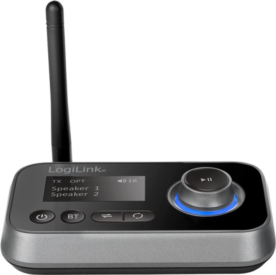 Émetteur/récepteur Bluetooth LogiLink avec deux casques, connexion sans fil.
