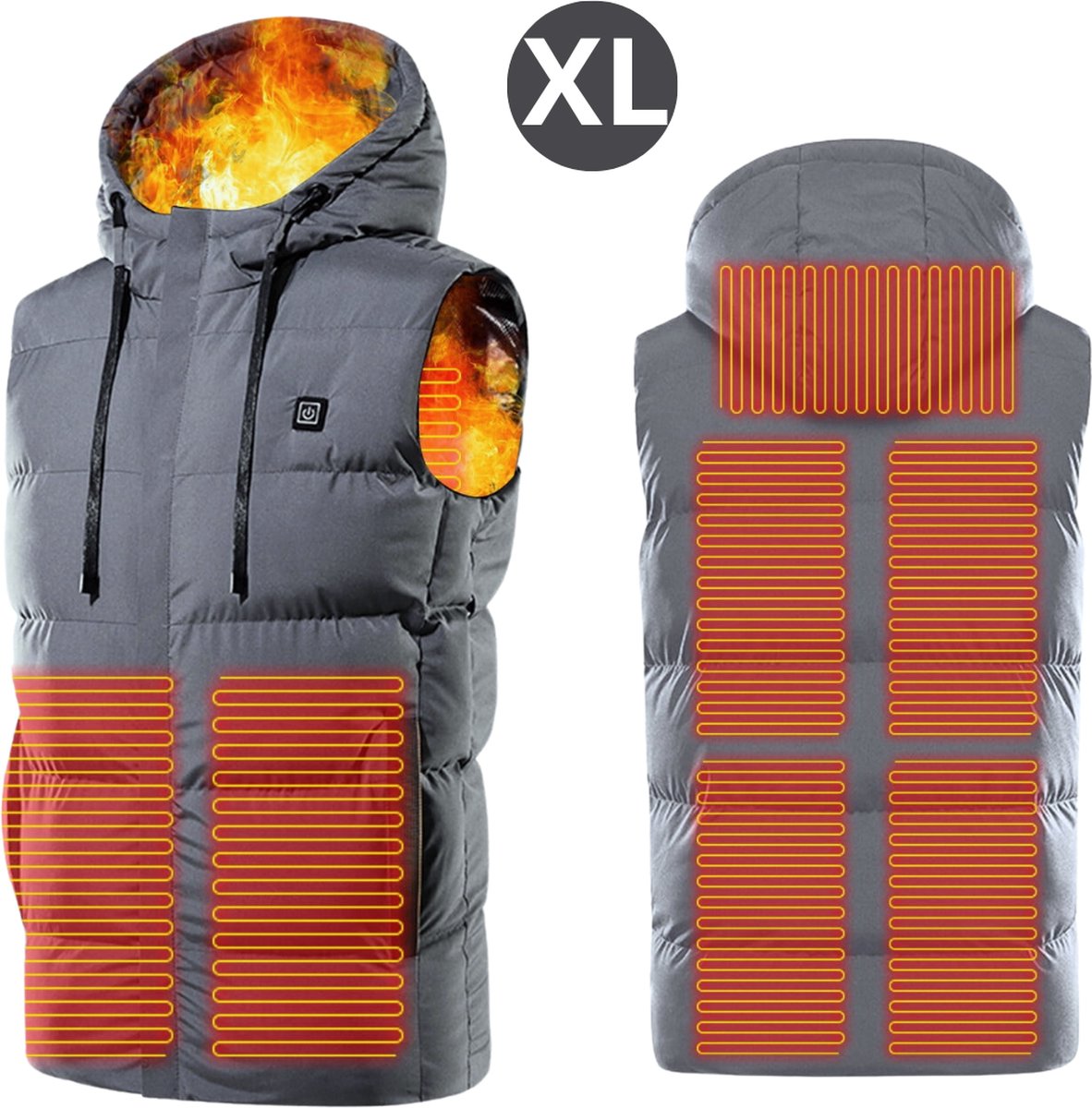 Bovista Verwarmde Bodywarmer Heated Vest Elektrische Bodywarmer Met Capuchon Water Afstotend- Oplaadbaar Unisex Grijs