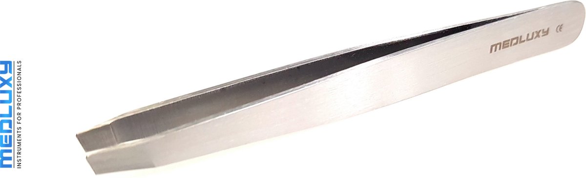 Goedkoopste MEDLUXY® Pro - Epileerpincet - Slanted - Zilver - Schuine tip - 10 cm [epileer pincet , tweezers] EP0024