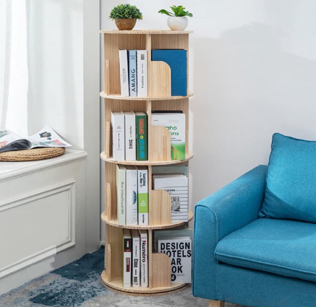 Dutchers .® Boekenkast Kinderen & Volwassenen - Boekenrek - Roterende Boekenplank - Organizer - Opbergrek - Kinderkamer - Draaibaar 360° Graden Bruin