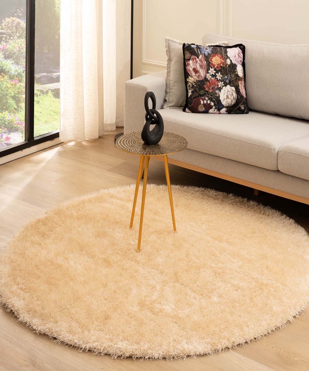 Velvet vloerkleed rond - Posh champagne 200