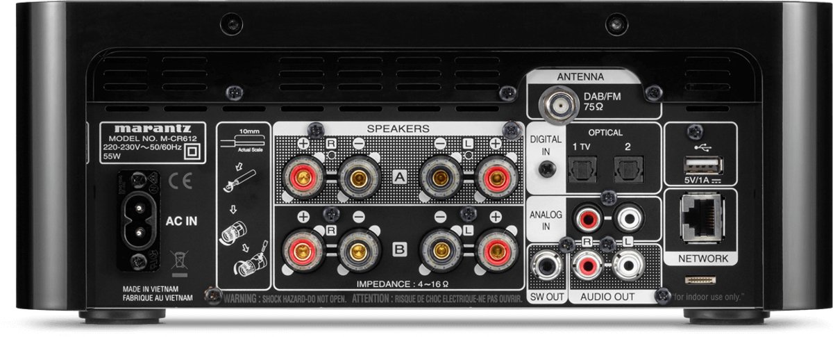 Marantz M-CR612 HiFi Systeem, Versterker, CD-Speler, DAB+ Radio, HEOS, Bluetooth, AirPlay 2, Alexa, Google Assistant - Zwart thumbnail 8