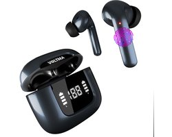 Voltma Bolt Action Draadloze Oordopjes - Oortjes draadloos - IPX5 waterdicht - ENC + ANC Noise Cancelling - Wireless Earbuds met 6 Microfoons En 45 Uur Speeltijd - Bluetooth Earpods met True Tone LED-display Compatibel met IOS en Android (Zwart)