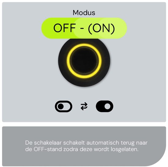 Interrupteur momentané métallique ProRide 220 V OFF-(ON) - 12 mm - Interrupteur momentané - Résistant aux éclaboussures - Indication LED jaune