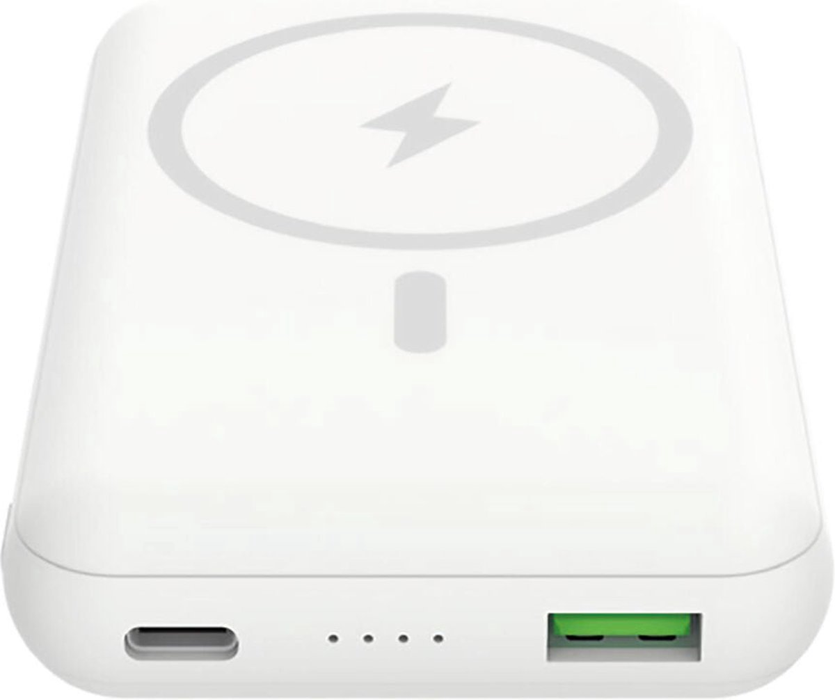 Celly MagCharge 2-in1 Powerbank 10000mAh - 15W Powerbank geschikt voor o.a. iPhone en Samsung - Draadloze oplader - Wit