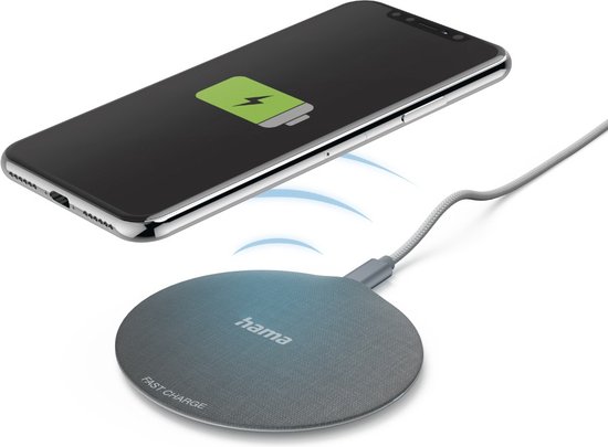 Hama Chargeur sans fil "QI-FC10 Métal" 10 W, filaire. chargeur pour smartphone, n/b