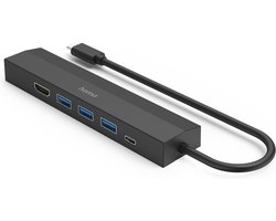Hama USB 3.2 Gen 1-hub 6 poorten Met snellaadpoort, Met USB-C stekker, Ultra HD-geschikt Zwart