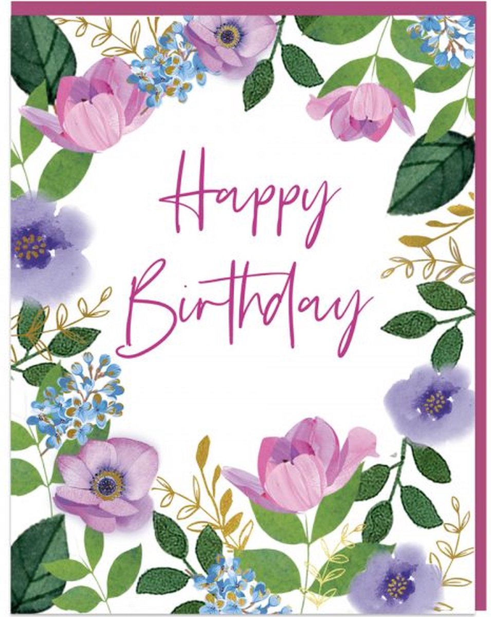 Wenskaart pop up 3D pop up inside – Happy birthday – Flowers XL