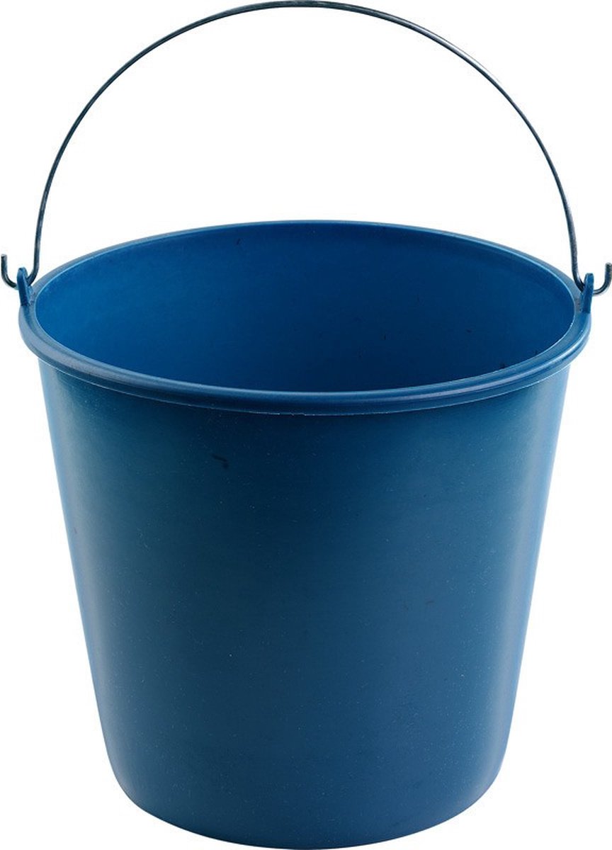 Goedkoopste Blauwe schoonmaakemmer/huishoudemmer 16 liter 32 x 28 cm - Agri emmers - Kunststof/plastic emmer/sopemmer met metalen hengsel/handvat