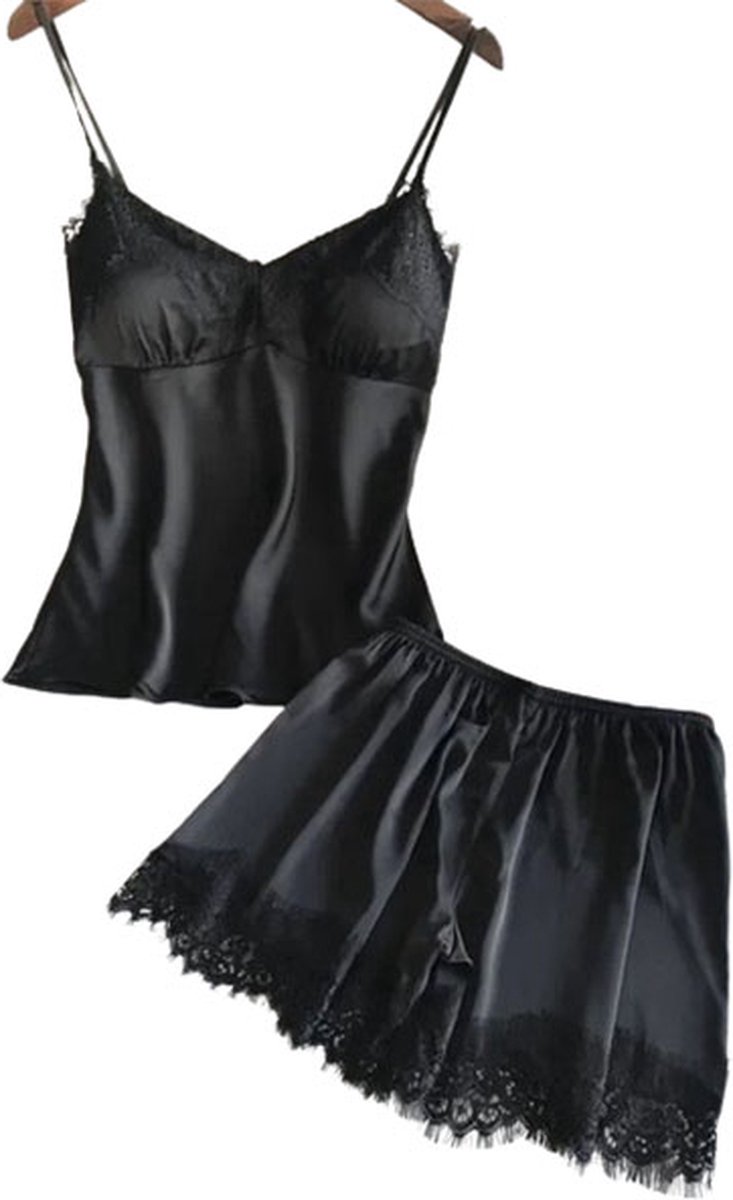 Goedkoopste 2-delige Erotische pyjama set - Top en Broek rokje - Sexy strapless - Mouwloos - Nachtkleding - Slapen - Uitdagende look