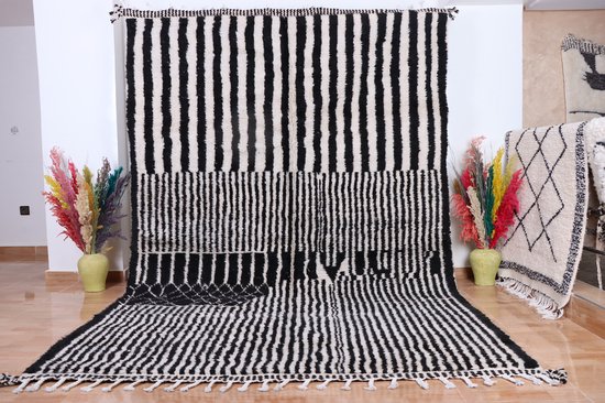 Tapis Vintage Beni Mrirt - 255 x 188 cm - Tapis noué main - un tapis unique et rare