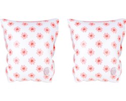 Swim Essentials - Zwembandjes bloemenprint hartjes - Zwemvleugels - 15-30 kg - 2-6 jaar - PVC - Wit/roze