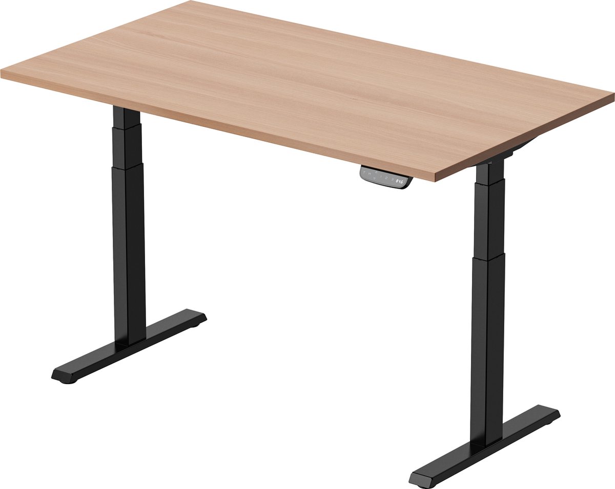 Douxe Zit Sta Bureau Elektrisch 120 x 80 cm - In Hoogte Verstelbaar Bureau - Geheugenstanden - Zwart/Eiken - ProFlex