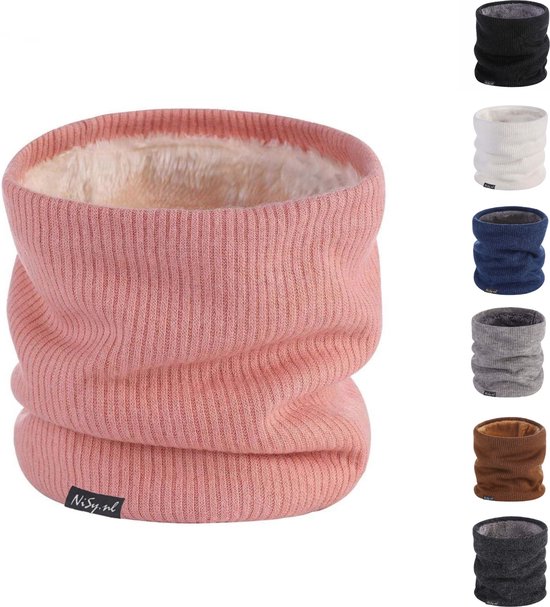 NiSy.nl Luxe Thermische Nekwarmer | Col Sjaal | Zachte Fleece Voering | Dames / Heren | One Size | Roze