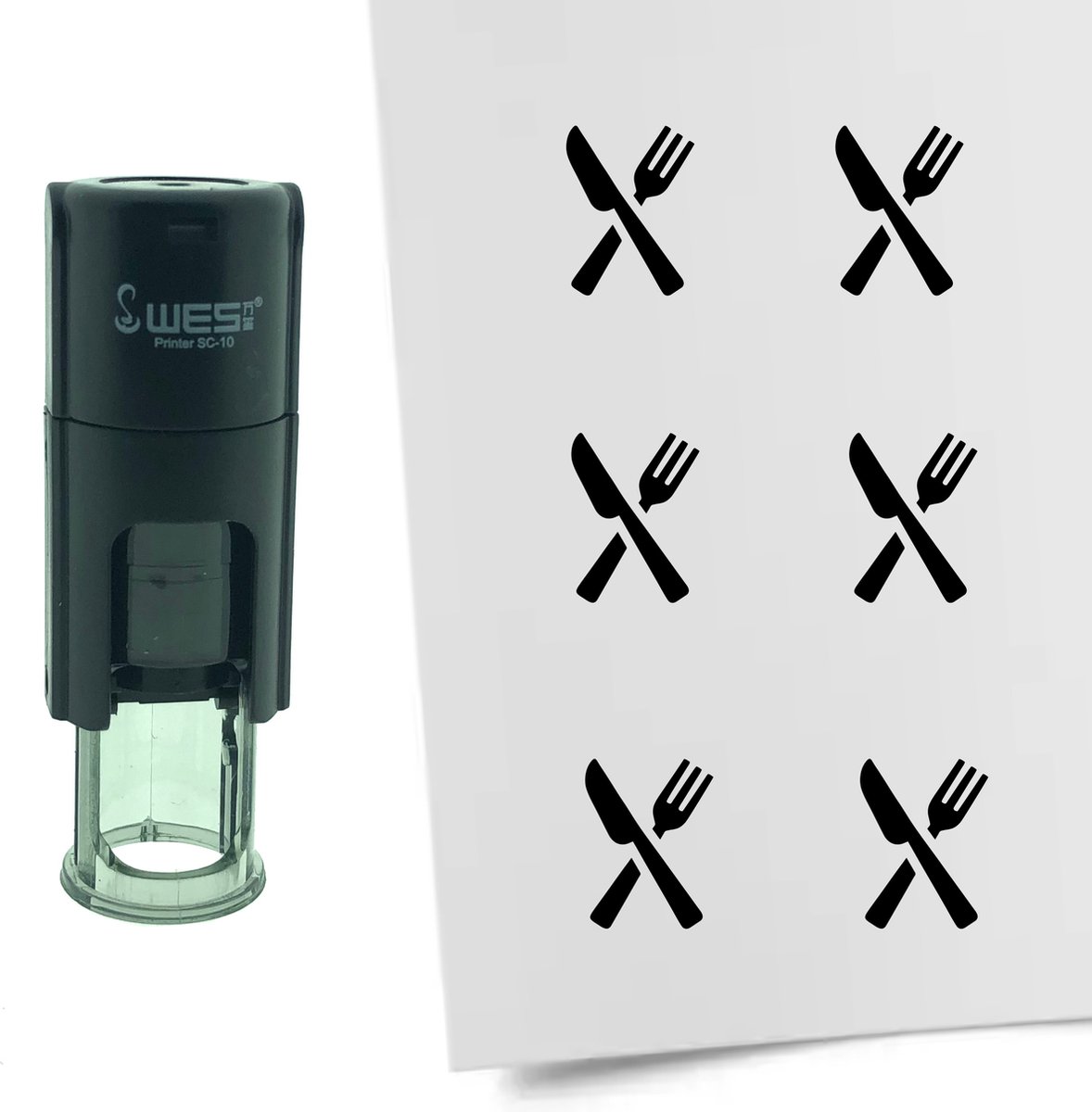CombiCraft Stempel Bestek 10mm rond zwarte inkt
