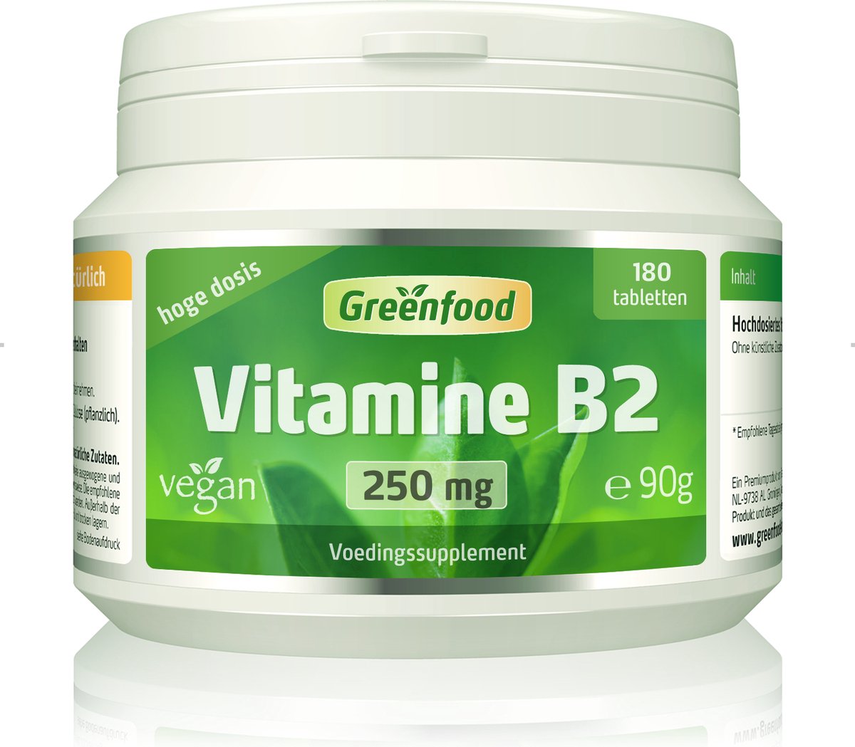 Goedkoopste Greenfood Vitamine B2 (riboflavine), 250 mg, hoge dosering, 180 tabletten - Zonder kunstmatige toevoegingen. Zonder genetische manipulatie. Veganistisch.