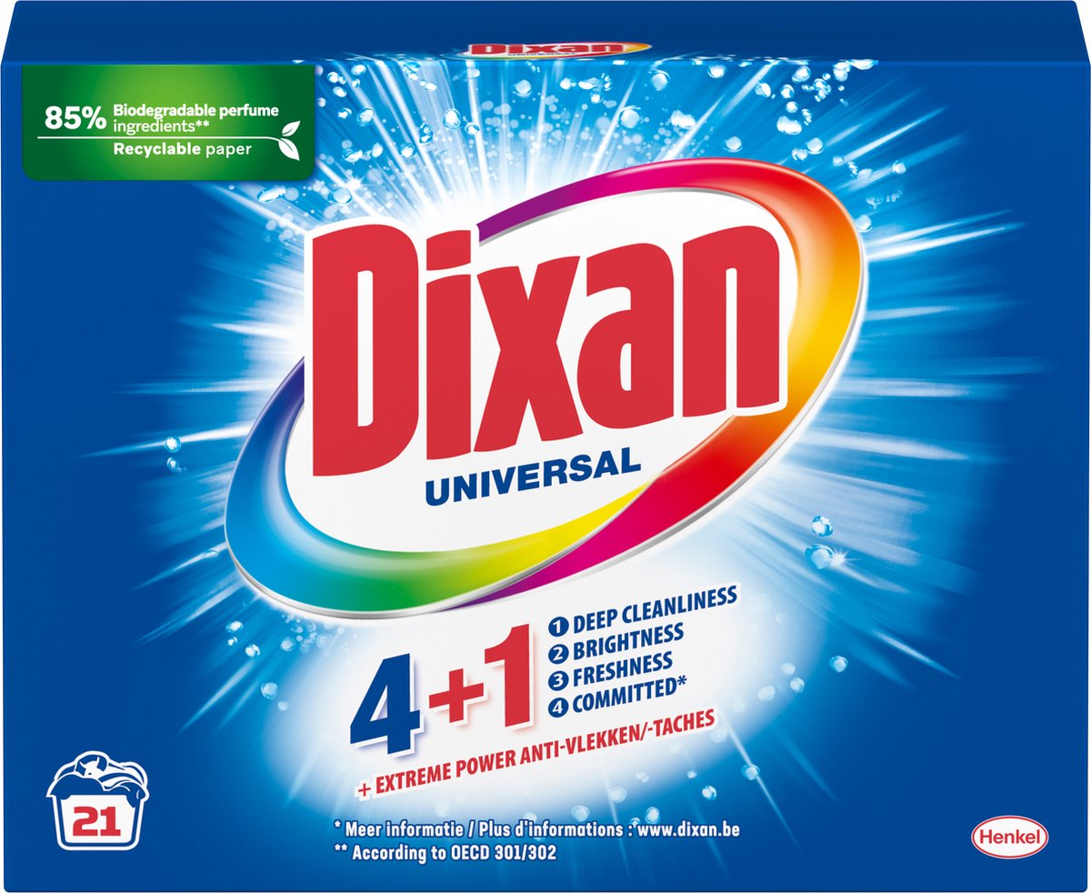 Goedkoopste Dixan Powder Universal - 21WL - Waspoeder - Wasmiddel - Gekleurde Was