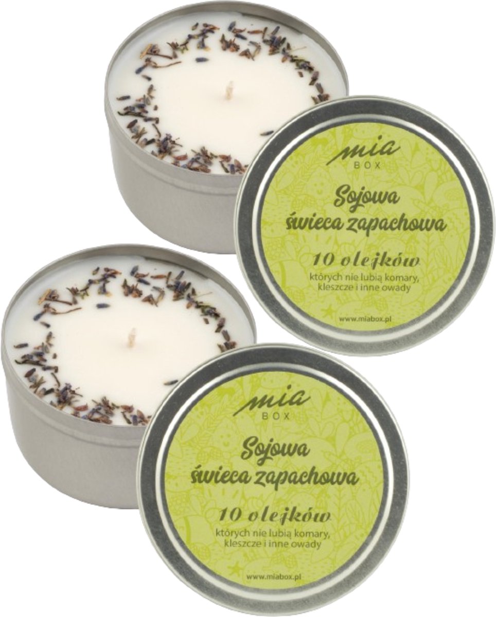 Mia Box Geurkaars Anti Insekt - 2 x 160 g - Geurkaarsen Handgemaakt met 10 Essentiele Olien - Vegan