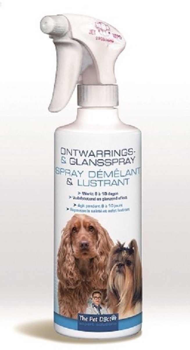 The Pet Doctor - Ontwarrings- en Glansspray Hond 500 ml - Honden - Dierenverzorging - Doet hondenhaar glanzen en ontwarren - Ideaal voor langharige honden - 500 ml