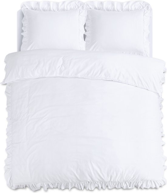 Sleeptime Ruffles Dekbedovertrek - 240X200/220 + 2 x kussenslopen 60x70 - Wit