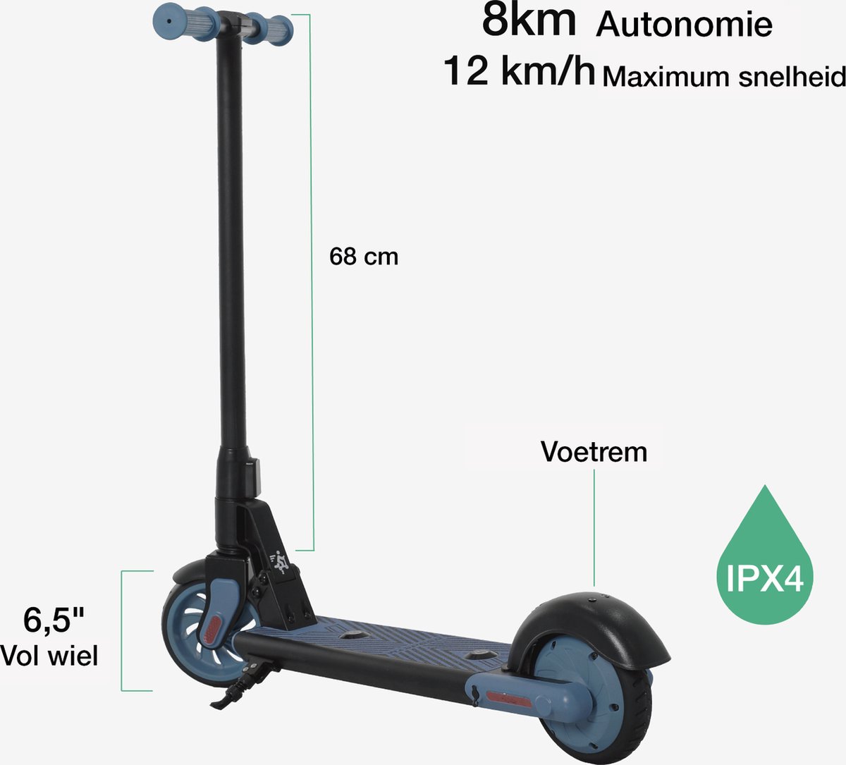 Wispeed - T650 - Elektrische step kinderen - 6.5" banden - Blauw - 8/km bereik - Max 12km/u – foto 8