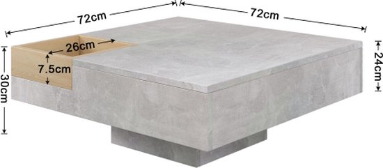 Moimhear Salontafel, hoogglans-woonkamertafel, bijzettafel met afneembare opbergdoos, 72 x 72 x 30 cm, met led-lichteffect (wit zwart