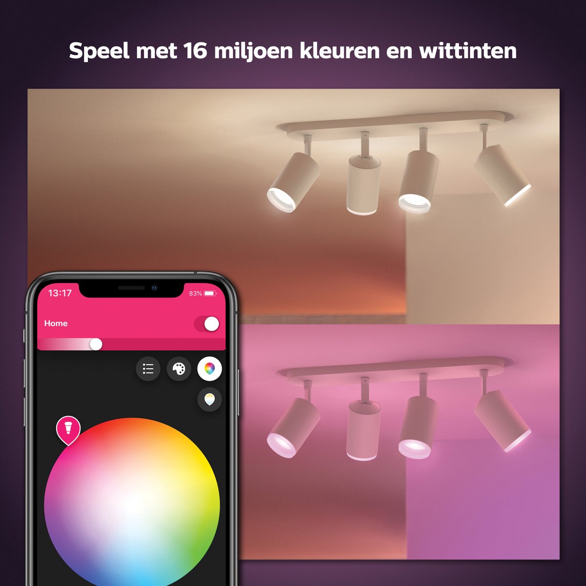 Philips Hue Fugato opbouwspot - wit en gekleurd licht - 4-spots - wit — afbeelding 4