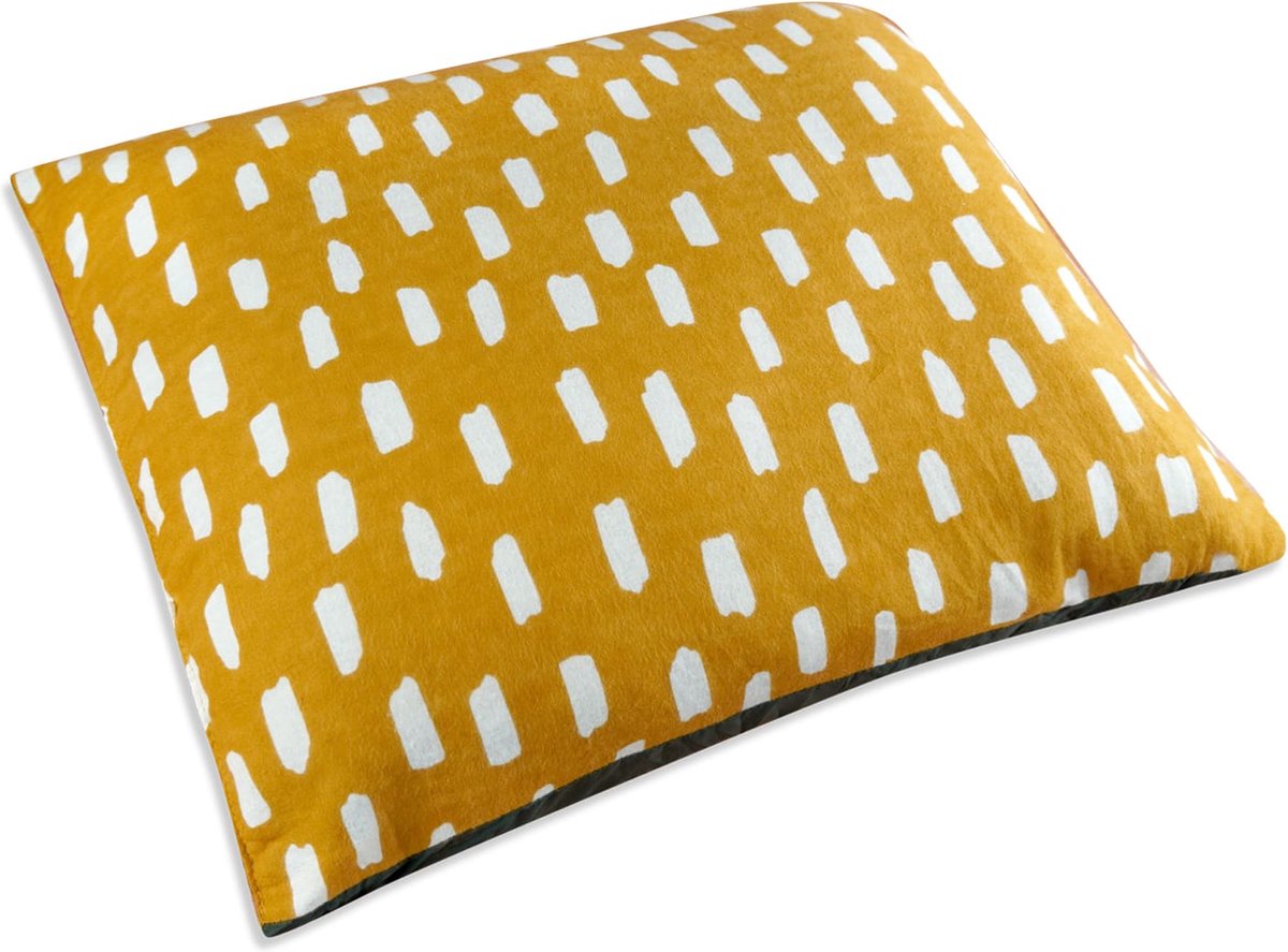 Skandika Dundee Sleepyhead hoofdkussen - Outdoor campingkussen, zachte flanellen kussenhoes, met vulling, 45x40 cm groot, reiskussen | Reizen, trekking, wandelen, slaapzak, geel
