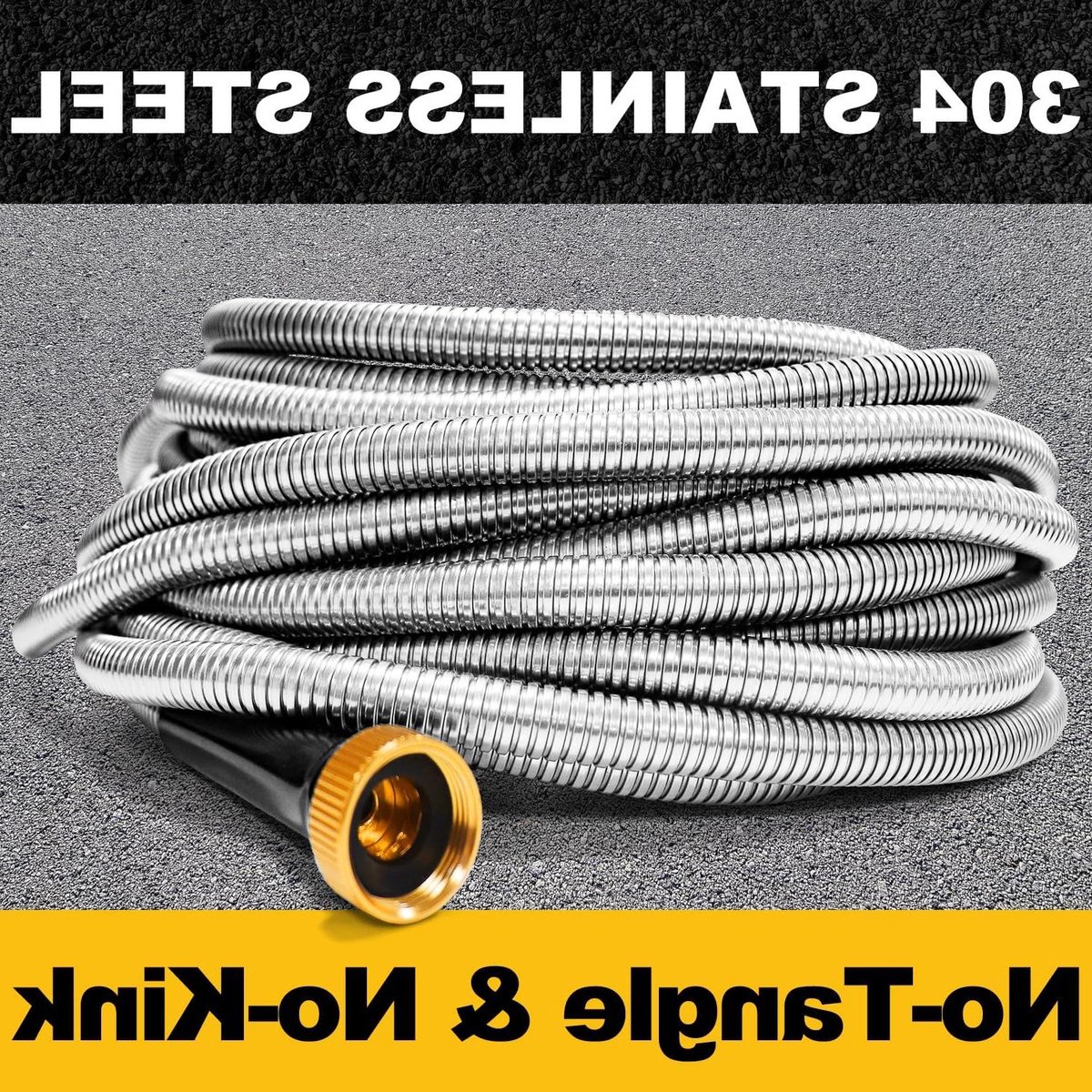 Tuinslang 30 m flexibele metalen tuinslang met 10 functies pistool - hoogwaardig koperen beslag - niet knopen - lichte roestvrijstalen waterslang voor tuinieren en reiniging