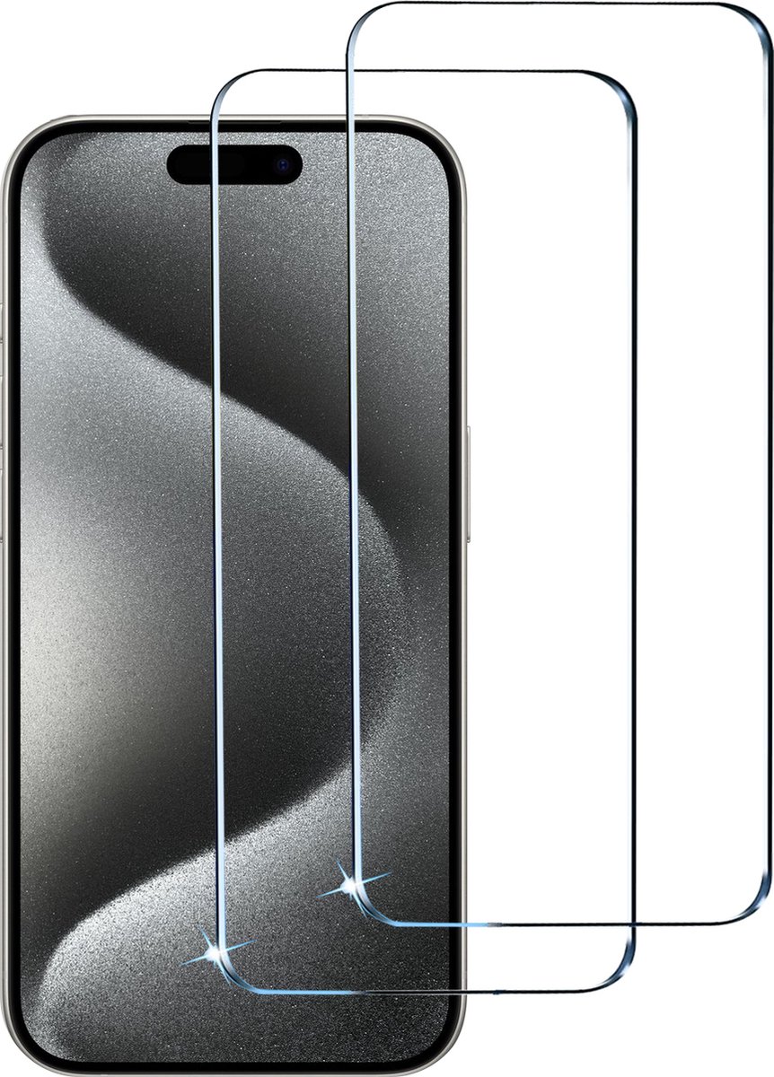 BixB screenprotectors 2 Stuks geschikt voor iPhone 15 Pro Screenprotector - gehard glas Tempered Glass