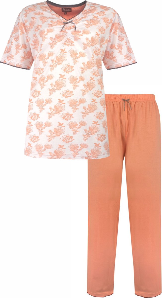 Medaillon Dames Pyjama - 100% Katoen - Licht Oranje - Maat 40/42