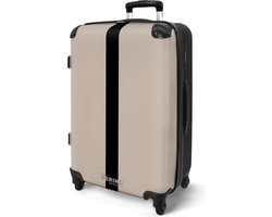 NoBoringSuitcases.com NoBoringSuitcases.com® - Koffer groot - Rolkoffer lichtgewicht op wieltjes - Beige met zwarte streep - Reiskoffer met 4 wielen - Bagagekoffer middelgroot