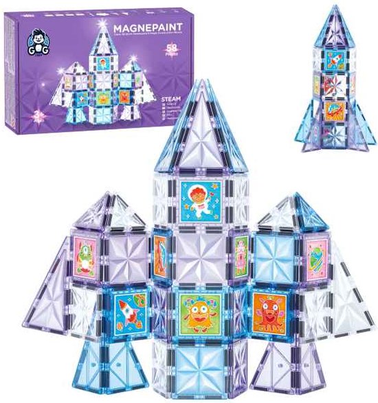 G G 1989 - Magnetic tiles - Opbergzak - Ideeënboek - 58 delen