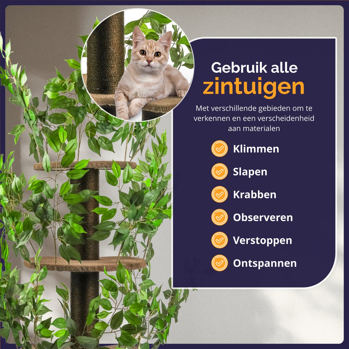 Viervoeter kattenboom 160 cm met verwisselbare bladeren thumbnail 3