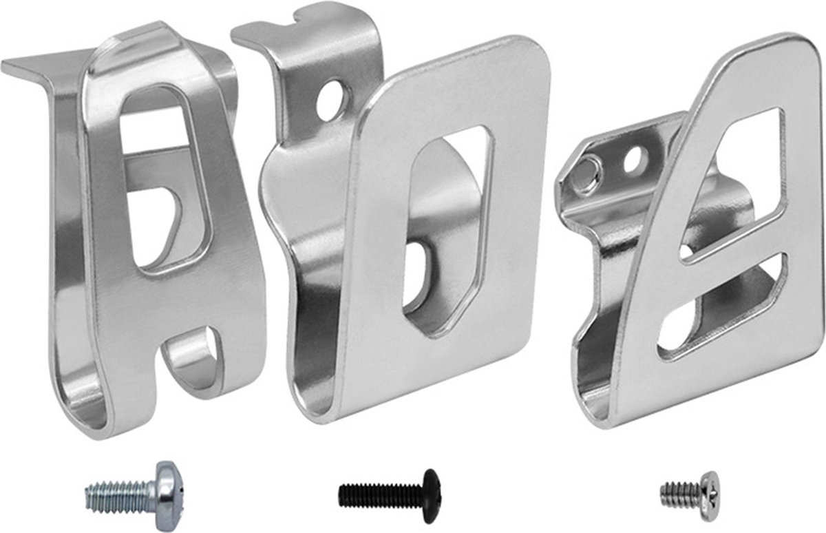 3-pack Dewalt zijhaken + 3-pack Milwitch zijhaken + 3-pack 346449-3 zijhaken 9-delige 304 RVS boorgereedschapscliphakenset met schroeven geschikt voor vele merken elektrisch gereedschap
