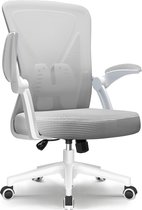 Elekiatech Ergonomische Bureaustoel - Bureaustoel - Opklapbare Armleuningen - Bureaustoelen voor Volwassenen-150 Kg-Grijs