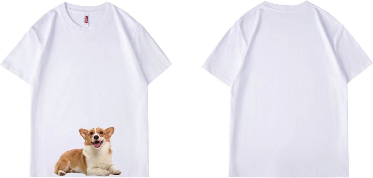 Corgi lover T- shirt_voor volwassenen, jongeren en kinderen - Wit- Maat M