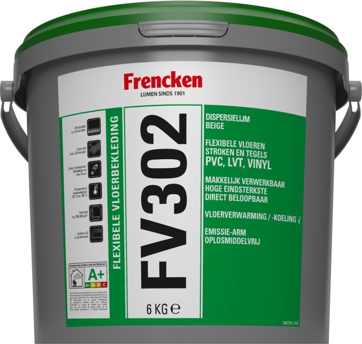 Frencken FV302 Flexibele PVC, LVT en Vinyl Vloerlijm 6kg